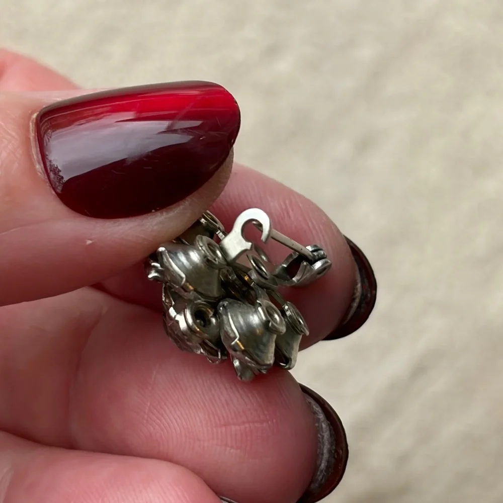 Vintage Silver Crystal Flower Brooch